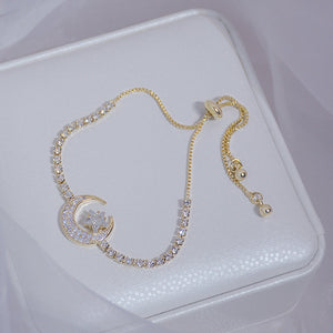 Elegant Delicate Zircon Moon Star Bracelet