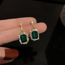 Load image into Gallery viewer, Korean Green Square Crystal Stone Drop Earrings for Women
