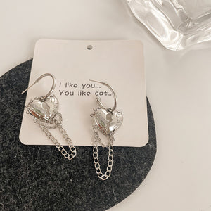 Hiphop Punk New Design Metal Broken Peach Heart Earrings