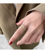 Load image into Gallery viewer, Geometric Knot Metal Gold Open Ring
