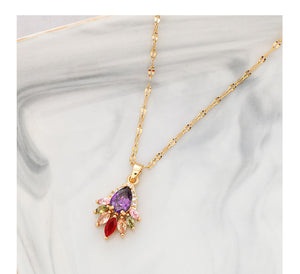 Gold Plated Colorful Crystal Necklace for Women