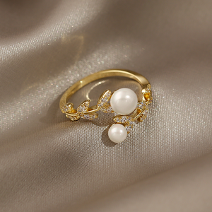 Fashion Jewelry Pearl Adjustable Rings Ladies